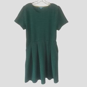 Draper James RSVP Green w/ Metallic Threads Short Sleeve Dress Sz XL